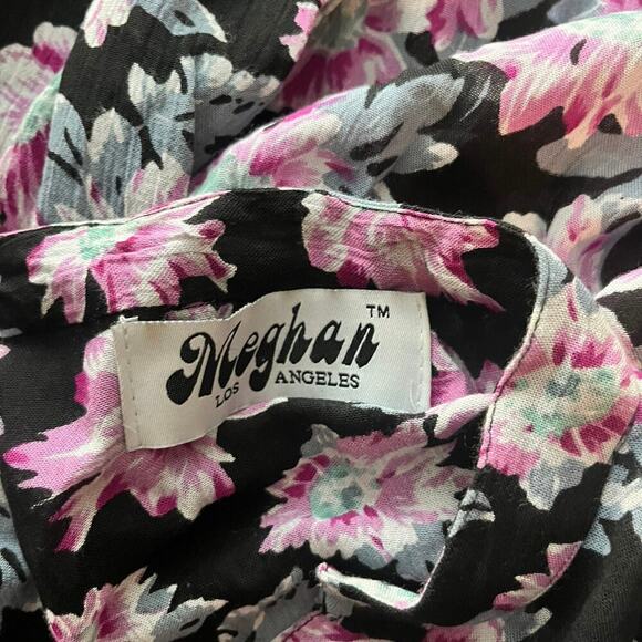 Meghan Los Angeles Floral Mini Dress Long Sleeve Criss Cross Front Lightweight S - Picture 8 of 9